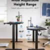 HUANUO 48" x 24" Electric Standing Desk Adjustable Height, 4 Memory Height Settings, Headphone Hook, Cable Manager, Sit Stand Up Desk for Home Office & Computer Workstation, Black