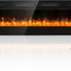 BREEZEHEAT 72inch Electric Fireplace Recessed Wall Mounted-Ultra Thin Fireplace Heater for Living Room/Bedroom with 2 Heat Vents, Remote Control, Touch Screen, Adjustable Flame, 8H Timer, 750w/1500w