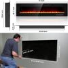 BREEZEHEAT 72inch Electric Fireplace Recessed Wall Mounted-Ultra Thin Fireplace Heater for Living Room/Bedroom with 2 Heat Vents, Remote Control, Touch Screen, Adjustable Flame, 8H Timer, 750w/1500w