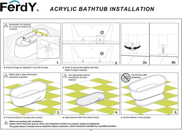 FerdY Naha 67" Acrylic Freestanding Bathtub, Curve Edge Freestanding Soaking Bathtub, Glossy White, cUPC Certified, Toe-Tap Chrome Drain & Overflow Assembly Included, 02588
