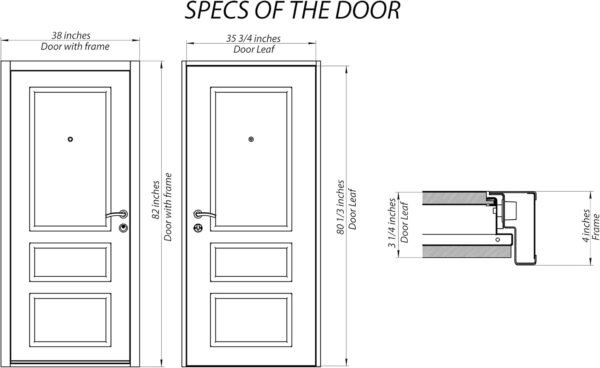 VDOMDOORS Front Exterior Prehung Glass Steel Door 36 x 80 inches Right-Hand/Deux 1105 Gray Graphite/Lite and Stainless Inserts Single Modern Painted White