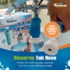 Rinseroo - No-install Tub Faucet Sprayer Attachment for Spouts up to 3'' Wide – 5 Foot Ultra Flex Shower Hose Attachment for Sink, Hair Washing, Baby Bath, Pet Care & More - Easy Portable Bathtub Hose