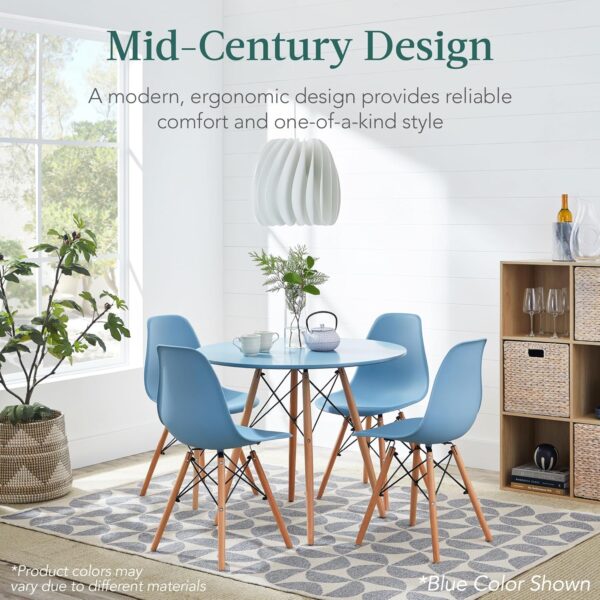 Best Choice Products 5-Piece Dining Set, Compact Mid-Century Modern Table & Chair Set for Home, Apartment w/ 4 Chairs, Plastic Seats, Wooden Legs, Metal Frame - Brown/White