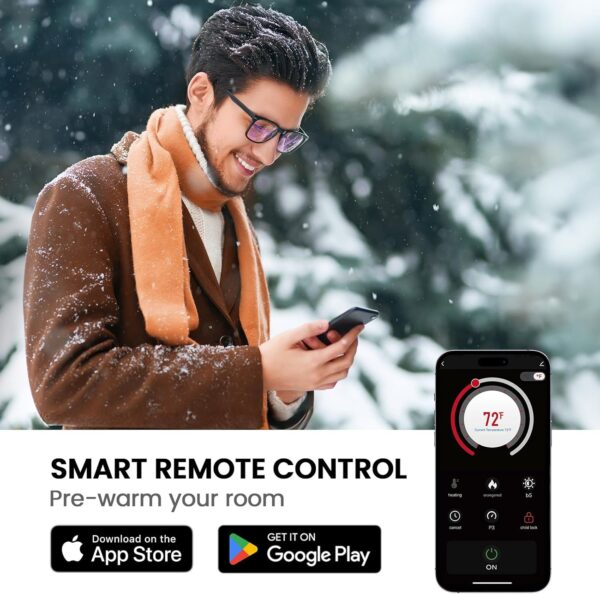 Silonn 50″ Electric Fireplace Heater with App & Remote Control, 5300 BTU Heat Output, Ultra-Slim Wall-Mounted or Recessed Electric Fireplace Inserts with Timer, 20 Flame Colors,SLELF02B-50