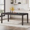 COLAMY 7-Piece Dining Table Set for 6, 60" Rectangular Farmhouse Kitchen Wood Table with 6 Tufted Dining Room Chairs, Brown/Beige