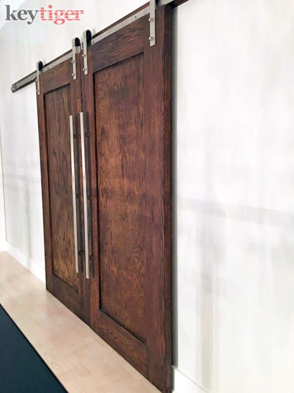 12 Inch Stainless Steel Sliding Door Handle Matte Black Painted Finish, Modern Front Door Push Pull Handle for Commercial Glass Home Fiberglass Wooden Barn Doors Shower Door, Rectangular Flat Bar