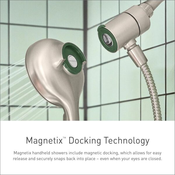 Moen Engage Magnetix Spot Resist Brushed Nickel Multi-Function Handshower and Rainfall Shower Head Trim Combo with Shower Handle, Tub Spout, Metal Hose and Valve, 82304SRN