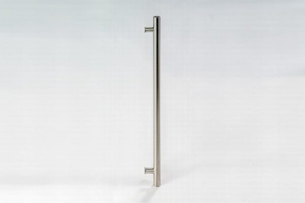 48 Inches Single-Sided Stainless Steel Door Handle Brushed Nickel Satin Finish, Modern Front Door Handle for Wooden Glass Metal Interior Exterior Door Barn Door Sliding Doors, 4' Long Round Shaped Bar
