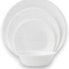 Corelle Vitrelle 18-Piece Service for 6 Dinnerware Set, Triple Layer Glass and Chip Resistant, Lightweight Round Plates and Bowls Set, Winter Frost White
