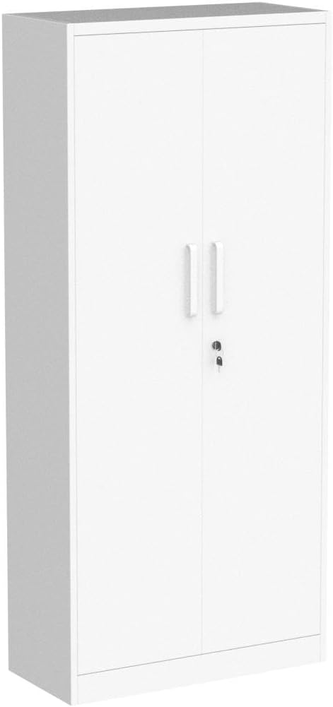 SISESOL White Metal Storage Storage Cabinet with 5 Adjustable Shelves,Metal Cabinet with Locking Doors,Steel Pantry Cabinet with Lock,71" Lockable Storage Cabinet for Home,Office,Garage,Kitchen,Shop