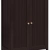 Yaheetech Bathroom Floor Cabinet, Modern Storage Freestanding Organizer Cabinet with Adjustable Shelves & Double Doors, 3-Tier Home Living Room Furniture, Espresso