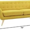 Modway Remark Mid-Century Modern Sofa With Upholstered Fabric In Sunny