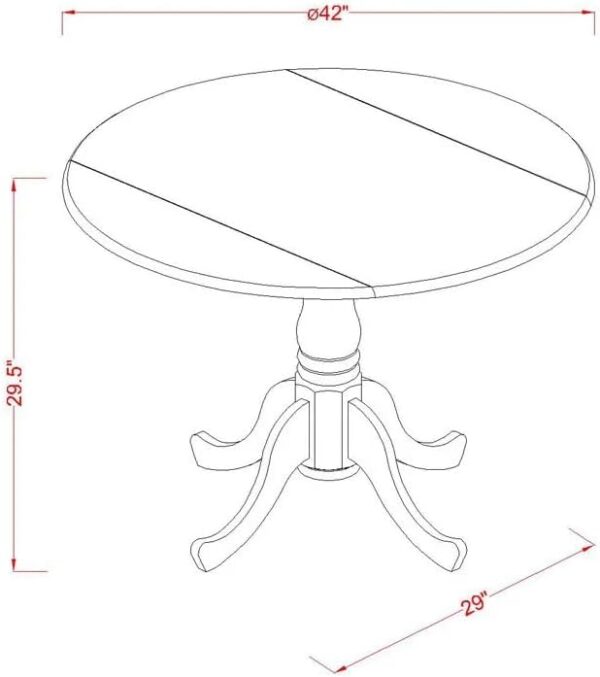 East West Furniture DLAB5-AWA-05 5 Piece Dining Set Contains a Round Dining Room Table with Dropleaf and 4 Upholstered Chairs, 42x42 Inch, Antique Walnut
