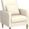 COLAMY Modern Upholstered Accent Chair Armchair with Pillow, Fabric Reading Living Room Side Chair,Single Sofa with Lounge Seat and Wood Legs, Beige