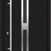 VDOMDOORS - Front Exterior Prehung Glass Steel Door/Deux 1755 Black Enamel/Lite and Stainless Inserts Single Modern Painted (36 x 80 Right -Hand)
