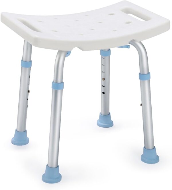 OasisSpace Shower Chair, Adjustable Bath Stool Chair for Inside Shower - Tool Free Anti-Slip Bench Bathtub Stool Seat with Durable Aluminum Legs for Elderly, Senior, Handicap & Disabled
