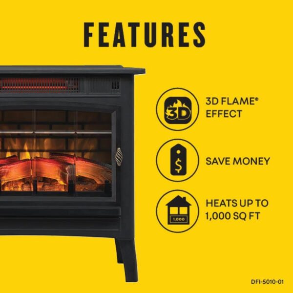 duraflame Freestanding Electric Fireplace Stove Heater with 3D Flame Effect for 1,000 Sq. Ft, Bronze