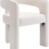 Modern Barrel Dining Chair, Velvet Upholstered Accent Side Chair with Arms Comfy Makeup Vanity Chair, Dining Living Room Kitchen Chair, Beige