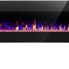 R.W.FLAME 60" Recessed and Wall Mounted Electric Fireplace, Low Noise, Fit for 2 x 6 Stud, Remote Control with Timer, Touch Screen, Adjustable Flame Color and Speed, 750-1500W