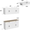 FAMAPY Wall-Mounted Kitchen Pantry Kitchen Storage Cabinet with Countertop, Pantry Cabinet with Drawers & Doors, Wall Cabinet for Kitchen White and Oak