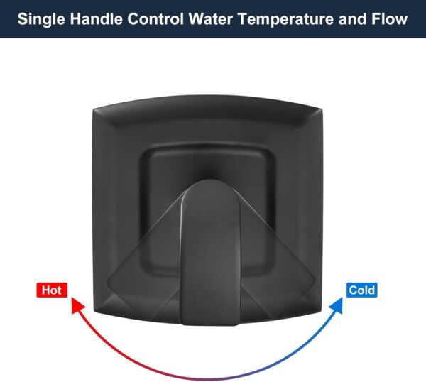 Tub Shower Faucet, Matte Black Shower Faucet Set with 8-Inch Square Rain Shower Head and Tub Spout, Brass Shower System Bathtub Shower Faucet Set Complete, Tub shower faucet set with valve