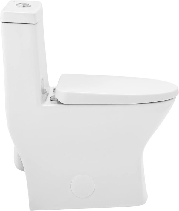 Swiss Madison SM-1T257 Sublime II Compact 24" Length One Piece Toilet Dual Flush 1.1/1.6 GPF with Side Holes, Glossy White