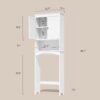 Gizoon Over The Toilet Storage Cabinet with Adjustable Shelf and Double Doors, Bathroom Space Saver Organizer Above Toilet with Open Shelf, Taller Wooden Free Standing Toilet Rack -White