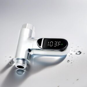 Shower Thermometer Led Digital Display Instant-Read Baby Bath Water Power Thermometer Support Fahrenheit Celsius 360°Rotating Screen for Home Bathroom Kitchen Handheld Sprinkler Head