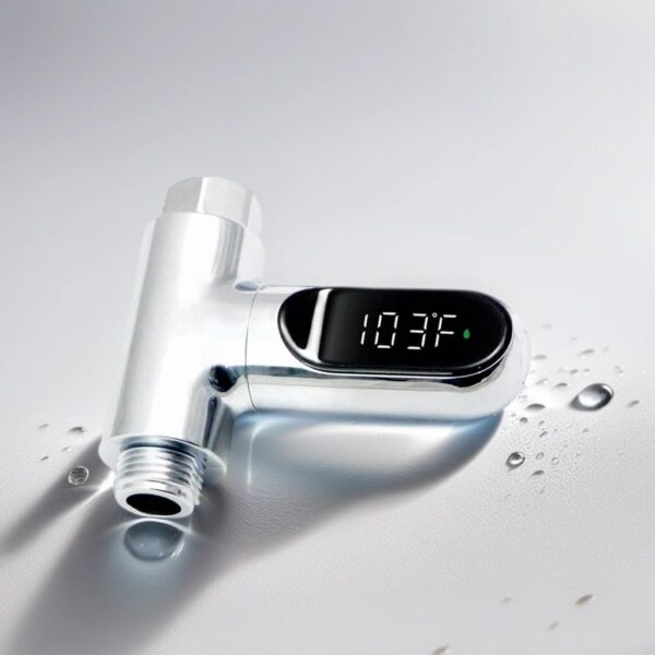 Shower Thermometer Led Digital Display Instant-Read Baby Bath Water Power Thermometer Support Fahrenheit Celsius 360°Rotating Screen for Home Bathroom Kitchen Handheld Sprinkler Head