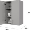 24 x 33 Inch Wall Cabinet Set of 1, Kitchen Wall Mounted Wooden Storage Cabinet, Double Door Cabinet with Soft Close, Metal Handle, Adjustable Shelf, for Kitchen, Garage, Laundry, Bathroom, Grey