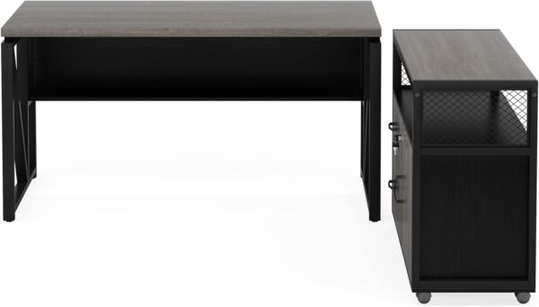 Tribesigns Office Computer Desk with Cabinet Sets,55 inches Executive Desk with Mobile File Cabinet Drawers Shelves for Home Office Furniture (1 Desk + 1 Cabinet)