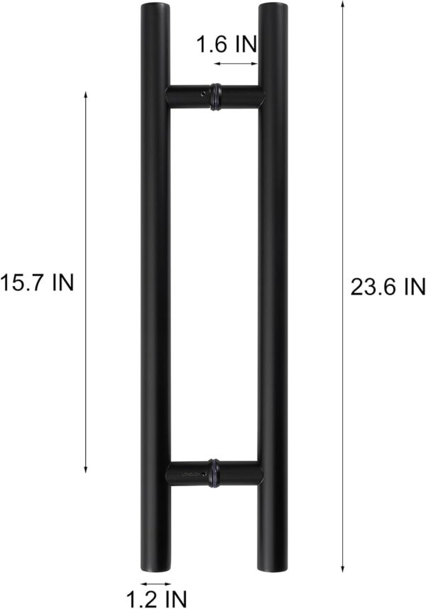 Door Pull Handles 24inch Pull Solid Standoffs Heavy-Duty Commercial Grade-304 Stainless Steel Modern Commercial Interior Exterior Door Pull Push Two Side Glass Door Barn Door Handle（Black）