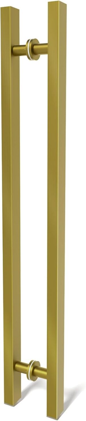 36 inch Stainless Steel Door Handle Double Sided, Pull Push Sliding Barn Door Handle, Commercial H Shape Glass Shower Door Pull Handles, Brushed Gold