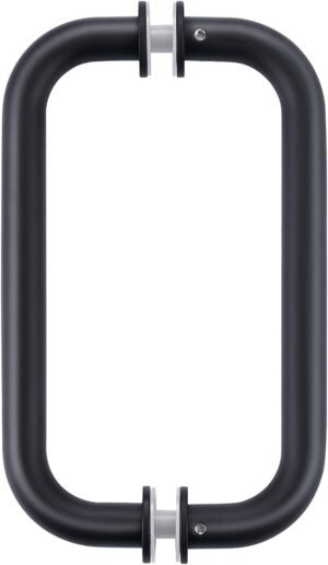 Ranbo C-Shaped 6" Back-to-Back Frameless Glass Shower Door Push Pull Handle, Fits 8-12mm(5/16"-1/2") Glass Doors,6" Mounting Hole Distance,304 Stainless Steel,Matte Black,for Bathroom, Sauna, Spa