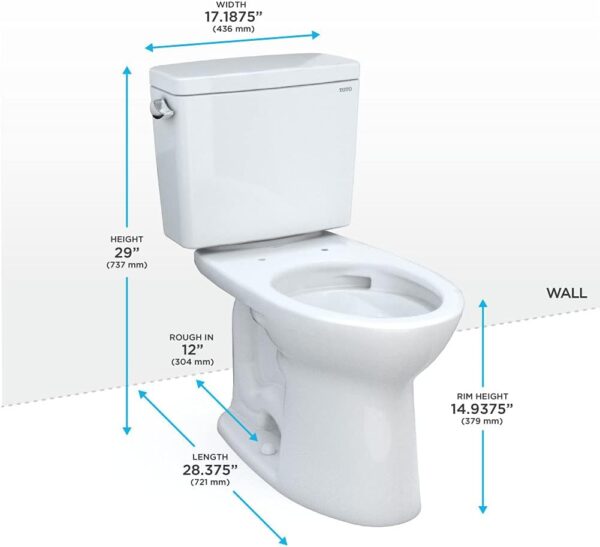 TOTO Drake Two-Piece Elongated 1.6 GPF TORNADO FLUSH Toilet with CEFIONTECT, Cotton White - CST776CSG#01