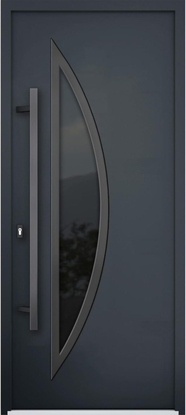 VDOMDOORS Front Exterior Prehung Glass Steel Door 36 x 80 inches Right-Hand/Deux 6501 Black Enamel/Lite and Stainless Inserts Single Modern Painted