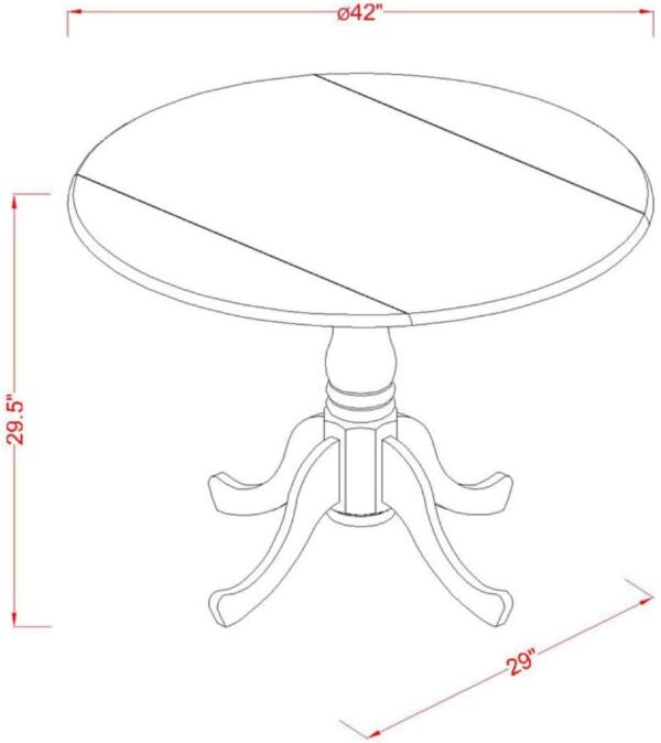 East West Furniture Dublin 5 Piece Kitchen Set Includes a Round Dining Room Table with Dropleaf and 4 Linen Fabric Upholstered Chairs, 42x42 Inch, DLVA5-OAK-C