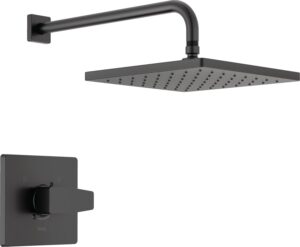 Delta Faucet Modern 14 Series Matte Black Shower Faucet, Delta Shower Trim Kit with Single-Spray Touch-Clean Black Shower Head, Matte Black T14267-BL-PP (Valve Not Included)