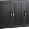 SoBuy Wall Cabinet Laundry Room, Medicine Cabinet for Bathroom Kitchen Garage, 3 Doors Wall Storage Cabinet with Adjustable Shelf, Black FRG231-L-SCH
