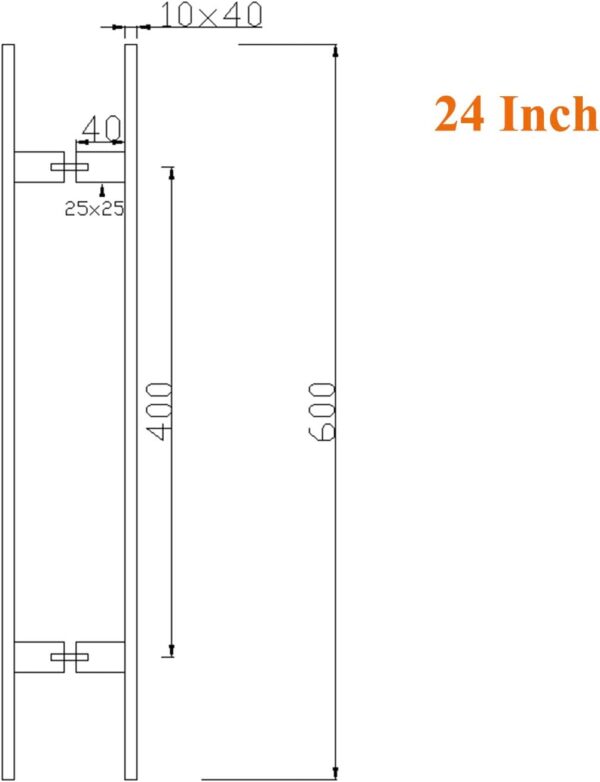 Door Pull Handles 24inch Square Solid Standoffs Heavy-Duty Commercial Grade-304 Stainless Steel Modern Commercial Interior Exterior Door Pull Push Two Side Glass Barn Door Handle Brushed Finish