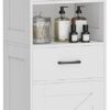 Homhedy 67" H Tall Bathroom Storage Cabinet with 2 Barn Doors and 1 Drawer, Narrow Storage Unit, Adjustable Shelves, Floor Cabinet for Bathroom, Living Room, Entryway, Kitchen, White, (15.7" W)
