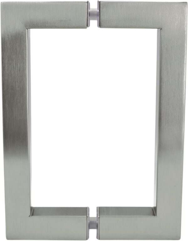 Shower Door Handle 6 inch Center-to-Center Square in Brushed Nickel Back to Back, for Frameless Glass Shower Door, Easy to Install, Stainless Steel, Modern Bathroom Hardware