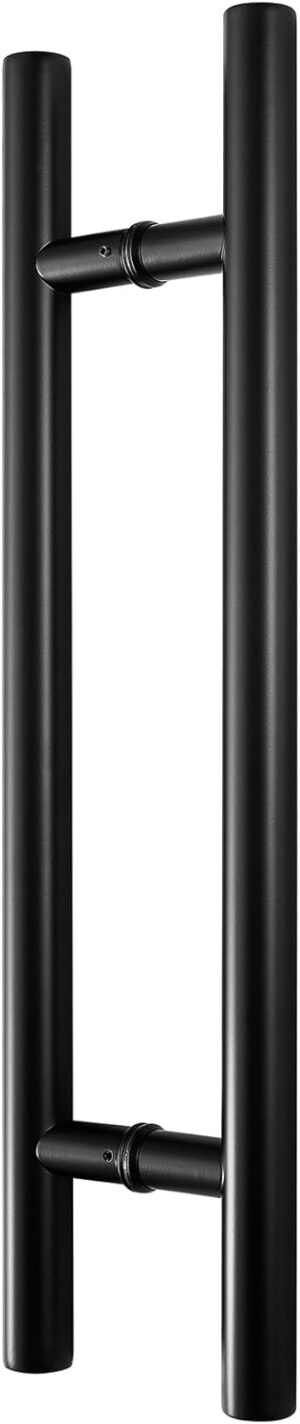 Door Pull Handles 24inch Pull Solid Standoffs Heavy-Duty Commercial Grade-304 Stainless Steel Modern Commercial Interior Exterior Door Pull Push Two Side Glass Door Barn Door Handle（Black）