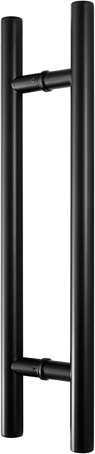 Door Pull Handles 24inch Pull Solid Standoffs Heavy-Duty Commercial Grade-304 Stainless Steel Modern Commercial Interior Exterior Door Pull Push Two Side Glass Door Barn Door Handle（Black）