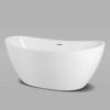 FerdY Naha 67" Acrylic Freestanding Bathtub, Curve Edge Freestanding Soaking Bathtub, Glossy White, cUPC Certified, Toe-Tap Chrome Drain & Overflow Assembly Included, 02588