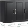 SoBuy Wall Cabinet Laundry Room, Medicine Cabinet for Bathroom Kitchen Garage, 3 Doors Wall Storage Cabinet with Adjustable Shelf, Black FRG231-L-SCH
