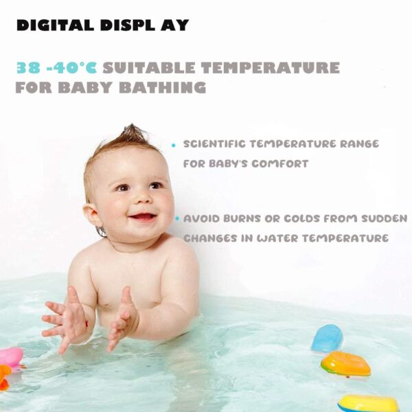 Shower Thermometer,Led Digital Display 360°Rotating Screen Baby Bath Water Power Support Fahrenheit Celsius Home Bathroom Kitchen Water Bath Thermometer for Shower Bath Handheld Sprinkler Head