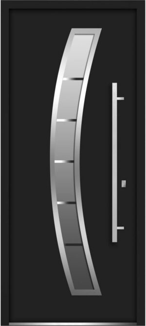 VDOMDOORS Front Exterior Prehung Glass Steel Door 36 x 80 inches Left -Hand/Deux 6500 Black Enamel/Lite and Stainless Inserts Single Modern Painted
