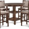 New Classic Furniture Amy 5-Piece Counter Dining Table Set, Cherry Brown