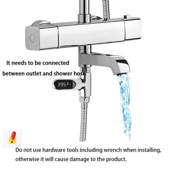 Shower Thermometer Led Digital Display Instant-Read Baby Bath Water Power Thermometer Support Fahrenheit Celsius 360°Rotating Screen for Home Bathroom Kitchen Handheld Sprinkler Head